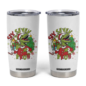 Funny Christmas Dinosaur Lover Gift Tumbler Cup Trending Six Seven Bruh TS12 White Print Your Wear