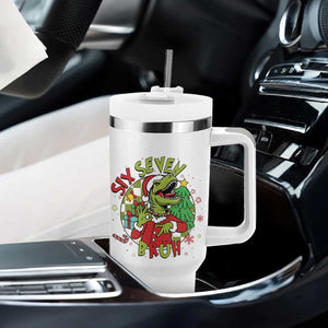 Funny Christmas Dinosaur Lover Gift Tumbler With Handle Trending Six Seven Bruh TS12 Print Your Wear