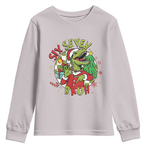 Funny Christmas Dinosaur Lover Gift Youth Sweatshirt Trending Six Seven Bruh TS12 Ice Gray Print Your Wear