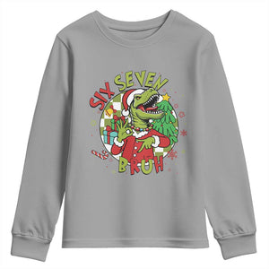 Funny Christmas Dinosaur Lover Gift Youth Sweatshirt Trending Six Seven Bruh TS12 Sport Gray Print Your Wear