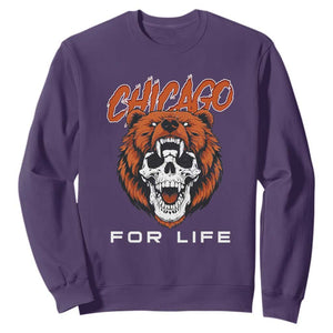 Chicago Football Lovers Sweatshirt Bear Skull Gothic Fan Gift TS12 Purple Print Your Wear