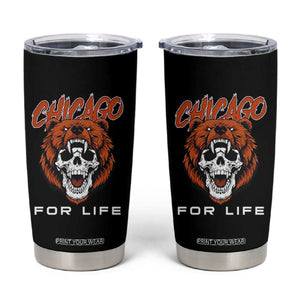 Chicago Football Lovers Tumbler Cup Bear Skull Gothic Fan Gift TS12 Black Print Your Wear