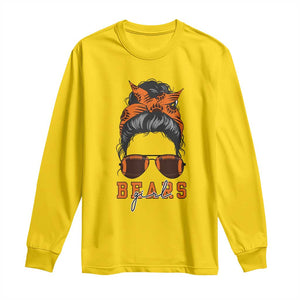 Bears Girl Messy Bun Fan Long Sleeve Shirt Chicago Football Lovers Gift TS12 Daisy Print Your Wear
