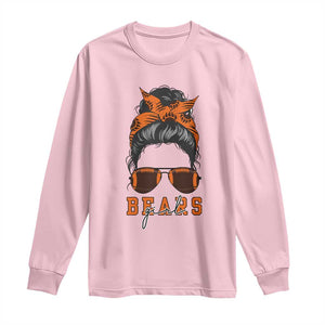 Bears Girl Messy Bun Fan Long Sleeve Shirt Chicago Football Lovers Gift TS12 Light Pink Print Your Wear