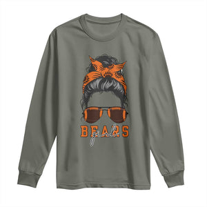 Bears Girl Messy Bun Fan Long Sleeve Shirt Chicago Football Lovers Gift TS12 Military Green Print Your Wear