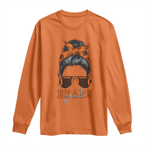 Bears Girl Messy Bun Fan Long Sleeve Shirt Chicago Football Lovers Gift TS12 Orange Print Your Wear
