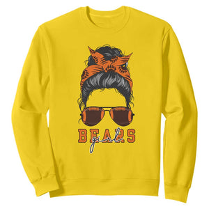 Bears Girl Messy Bun Fan Sweatshirt Chicago Football Lovers Gift TS12 Daisy Print Your Wear