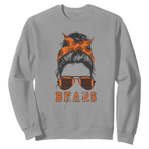 Bears Girl Messy Bun Fan Sweatshirt Chicago Football Lovers Gift TS12 Sport Gray Print Your Wear