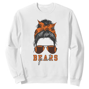 Bears Girl Messy Bun Fan Sweatshirt Chicago Football Lovers Gift TS12 White Print Your Wear
