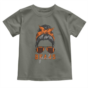 Girl Messy Bun Fan Toddler T Shirt CFB Lovers Gift TS12 Military Green Print Your Wear
