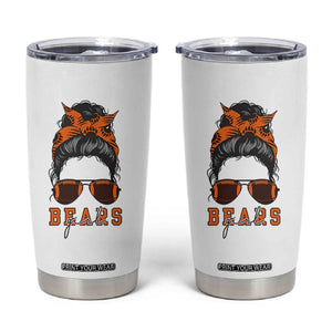 Bears Girl Messy Bun Fan Tumbler Cup Chicago Football Lovers Gift TS12 White Print Your Wear