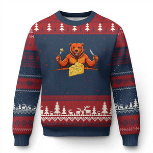 Football Rival Gift Ugly Christmas Sweater Funny Br Eating CHZ TS12 Navy Red Print Your Wear