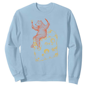 Chicago Vs Wisconsin Football Rivalry Sweatshirt Funny Bear Eating Cheese TS12 Light Blue Print Your Wear