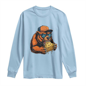 Funny Bear Eating Cheese Joke Game Day Long Sleeve Shirt Gift For Football Lovers TS12 Light Blue Print Your Wear