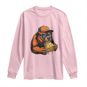 Funny Bear Eating Cheese Joke Game Day Long Sleeve Shirt Gift For Football Lovers TS12 Light Pink Print Your Wear