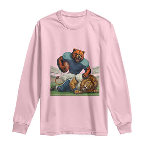 Chicago Football Rival Gift Long Sleeve Shirt Fierce Bear Defeating Lion TS12 Light Pink Print Your Wear