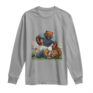 Chicago Football Rival Gift Long Sleeve Shirt Fierce Bear Defeating Lion TS12 Sport Gray Print Your Wear