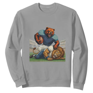 Chicago Football Rival Gift Sweatshirt Fierce Bear Defeating Lion TS12 Sport Gray Print Your Wear