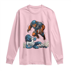 Fierce Bear Defeating Lion Long Sleeve Shirt Gift For Football Lovers TS12 Light Pink Print Your Wear