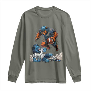 Fierce Br Defeating Lio Long Sleeve Shirt Gift For Football Lovers TS12 Military Green Print Your Wear