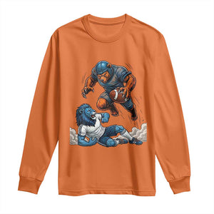 Fierce Bear Defeating Lion Long Sleeve Shirt Gift For Football Lovers TS12 Orange Print Your Wear