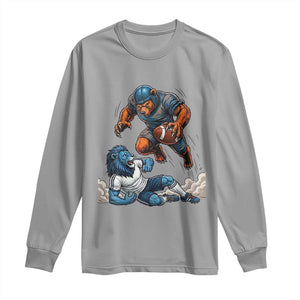 Fierce Bear Defeating Lion Long Sleeve Shirt Gift For Football Lovers TS12 Sport Gray Print Your Wear