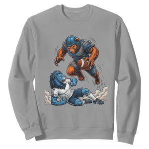 Fierce Bear Defeating Lion Sweatshirt Gift For Football Lovers TS12 Sport Gray Print Your Wear