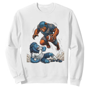 Fierce Bear Defeating Lion Sweatshirt Gift For Football Lovers TS12 White Print Your Wear