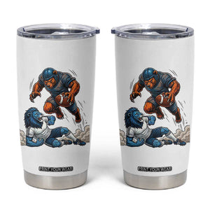 Fierce Bear Defeating Lion Tumbler Cup Gift For Football Lovers TS12 White Print Your Wear
