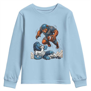 Fierce Br Defeating Lio Youth Sweatshirt Gift For Football Lovers TS12 Light Blue Print Your Wear
