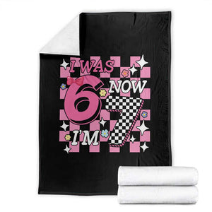 Pink Checkered I Was 6 Now I Am 7 Throw Blanket Girl Birthday Gift TS12 Black Print Your Wear