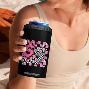 Pink Checkered I Was 6 Now I Am 7 4 in 1 Can Cooler Tumbler Girl Birthday Gift TS12 Print Your Wear