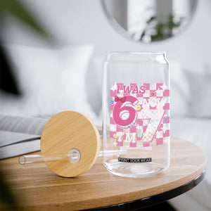 Pink Checkered I Was 6 Now I Am 7 Glass Can Girl Birthday Gift TS12 Print Your Wear