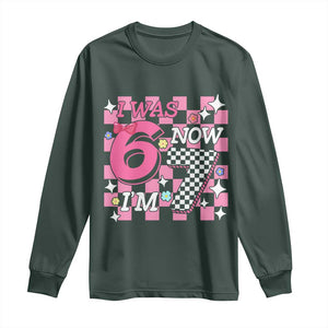 Pink Checkered I Was 6 Now I Am 7 Long Sleeve Shirt Girl Birthday Gift TS12 Dark Forest Green Print Your Wear