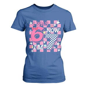 Pink Checkered I Was 6 Now I Am 7 T Shirt For Women Girl Birthday Gift TS12 Royal Blue Print Your Wear
