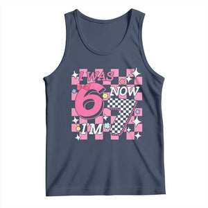 Pink Checkered I Was 6 Now I Am 7 Tank Top Girl Birthday Gift TS12 Navy Print Your Wear