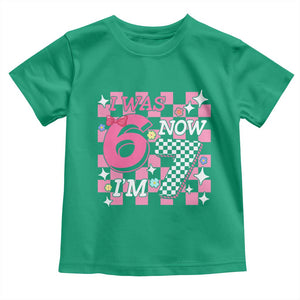 Pink Checkered I Was 6 Now I Am 7 Toddler T Shirt Girl Birthday Gift TS12 Irish Green Print Your Wear