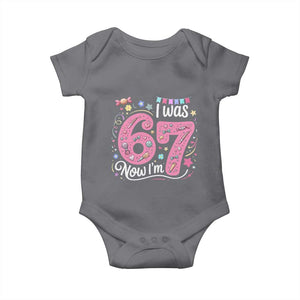 Seventh Birthday Girl Baby Onesie I Was 6 Now I Am 7 Meme TS12 Charcoal Print Your Wear