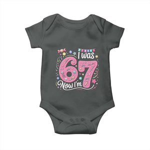 Seventh Birthday Girl Baby Onesie I Was 6 Now I Am 7 Meme TS12 Dark Heather Print Your Wear
