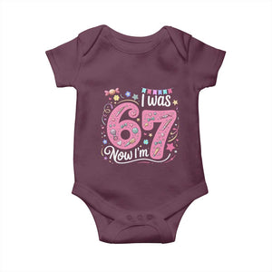 Seventh Birthday Girl Baby Onesie I Was 6 Now I Am 7 Meme TS12 Maroon Print Your Wear