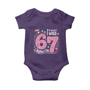 Seventh Birthday Girl Baby Onesie I Was 6 Now I Am 7 Meme TS12 Purple Print Your Wear