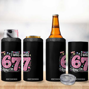 Seventh Birthday Girl 4 in 1 Can Cooler Tumbler I Was 6 Now I Am 7 Meme TS12 Print Your Wear