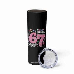 Seventh Birthday Girl Skinny Tumbler I Was 6 Now I Am 7 Meme TS12 Print Your Wear