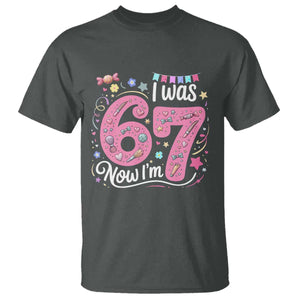 Seventh Birthday Girl T Shirt I Was 6 Now I Am 7 Meme TS12 Dark Heather Print Your Wear