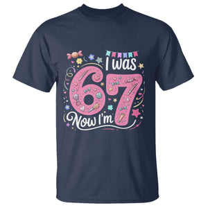 Seventh Birthday Girl T Shirt I Was 6 Now I Am 7 Meme TS12 Navy Print Your Wear