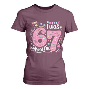 Seventh Birthday Girl T Shirt For Women I Was 6 Now I Am 7 Meme TS12 Maroon Print Your Wear