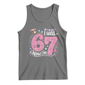 Seventh Birthday Girl Tank Top I Was 6 Now I Am 7 Meme TS12 Black Heather Print Your Wear