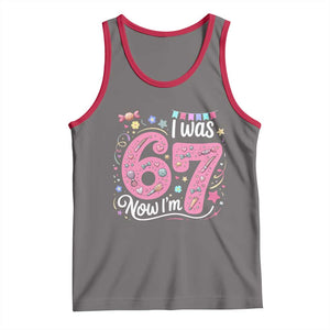 Seventh Birthday Girl Tank Top I Was 6 Now I Am 7 Meme TS12 Deep Heather Red Print Your Wear