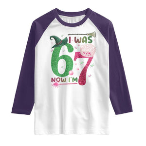 Birthday Girl I Was 6 Now I Am 7 Raglan Shirt Gift For Alpha Kids TS12 White Purple Print Your Wear