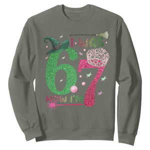 Birthday Girl I Was 6 Now I Am 7 Sweatshirt Gift For Alpha Kids TS12 Military Green Print Your Wear